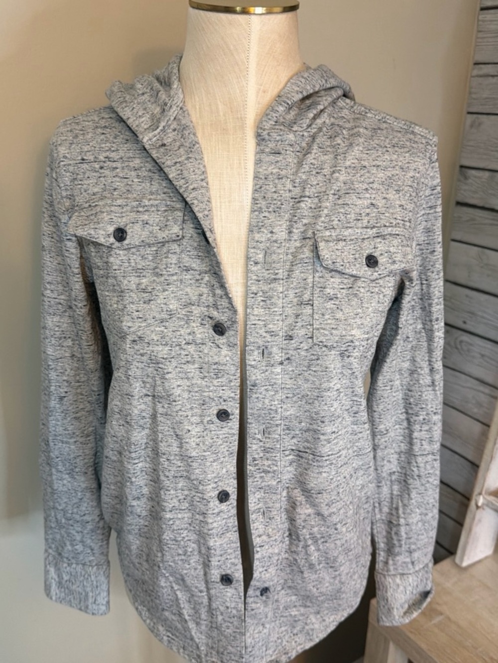 Sonoma Light Heather Gray Hooded lightweight top